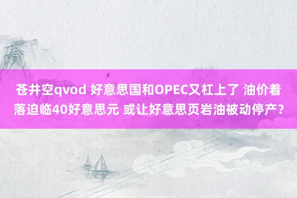 苍井空qvod 好意思国和OPEC又杠上了 油价着落迫临40好意思元 或让好意思页岩油被动停产？