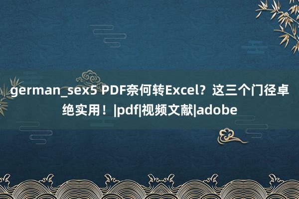 german_sex5 PDF奈何转Excel？这三个门径卓绝实用！|pdf|视频文献|adobe